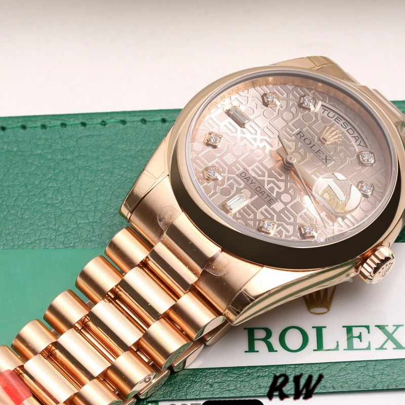 Pink Dial Rose Gold Link Bracelet 36mm Unisex