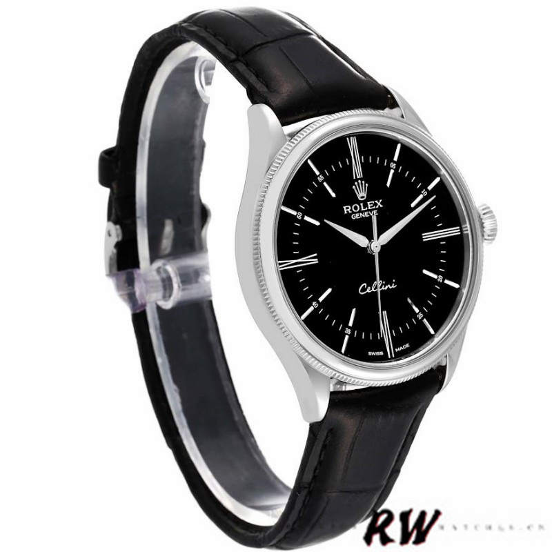 Black Dial Black Leather Strap