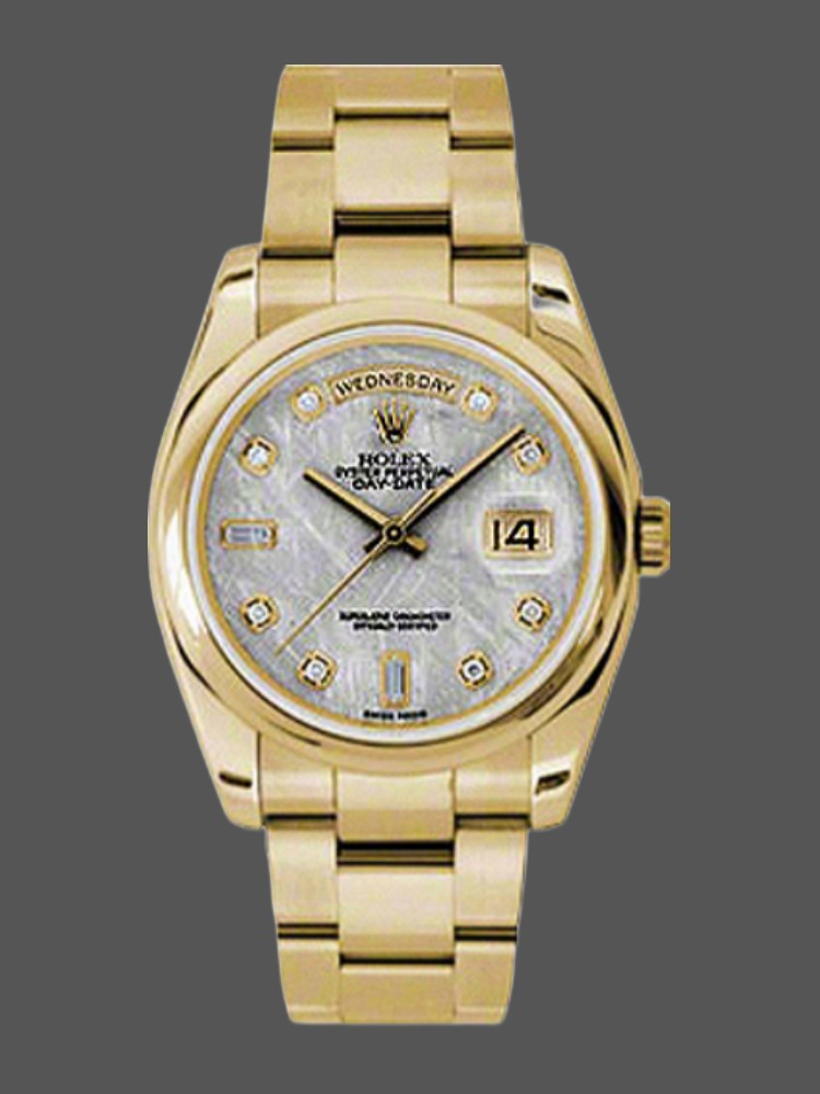 Meteorite Grey Diamond Dial Yellow Gold Date 36mm Unisex