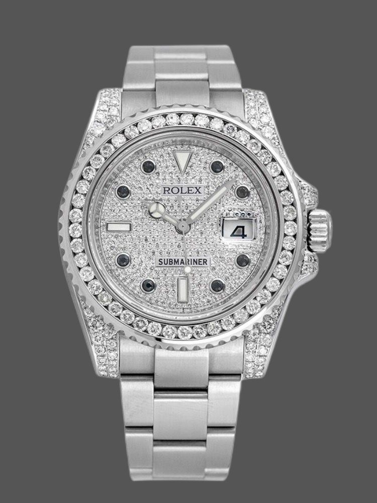 Stainless Steel Black Dial Custom Diamond Diver