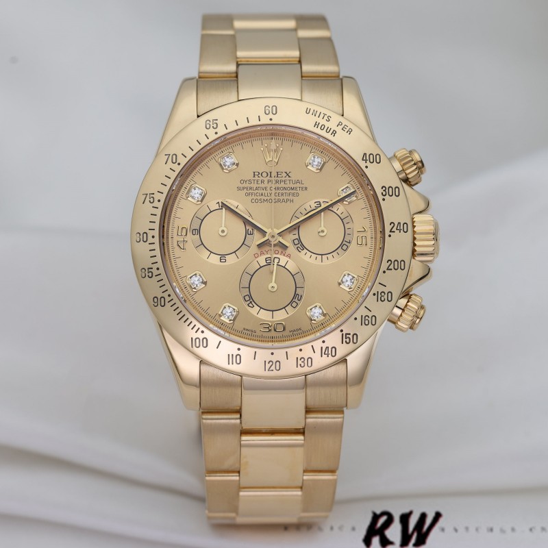 Champagne Diamond Dial Yellow Gold Chronograph 40mm Mens