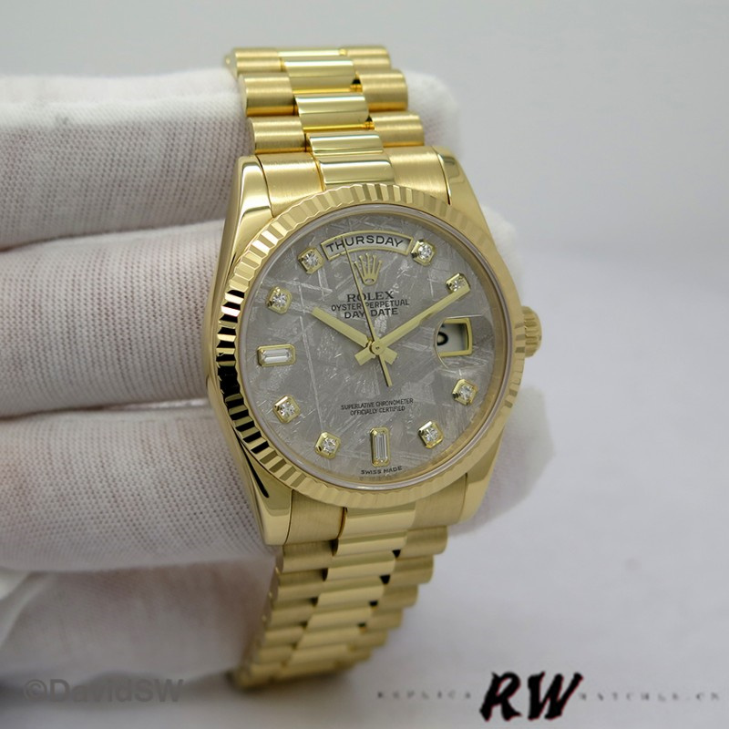 Yellow Gold Diamond Meteorite Dial Date