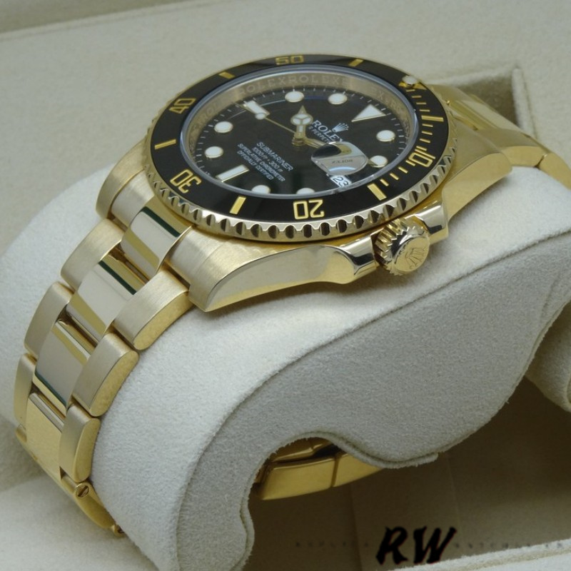 Black Dial Yellow Gold Diver 40mm Mens