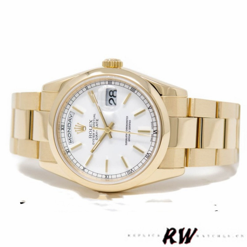 White Dial Yellow Gold Date 36mm Unisex