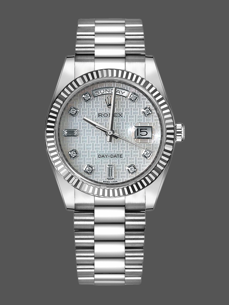 Mother of Pearl White Dial Fluted Bezel Date