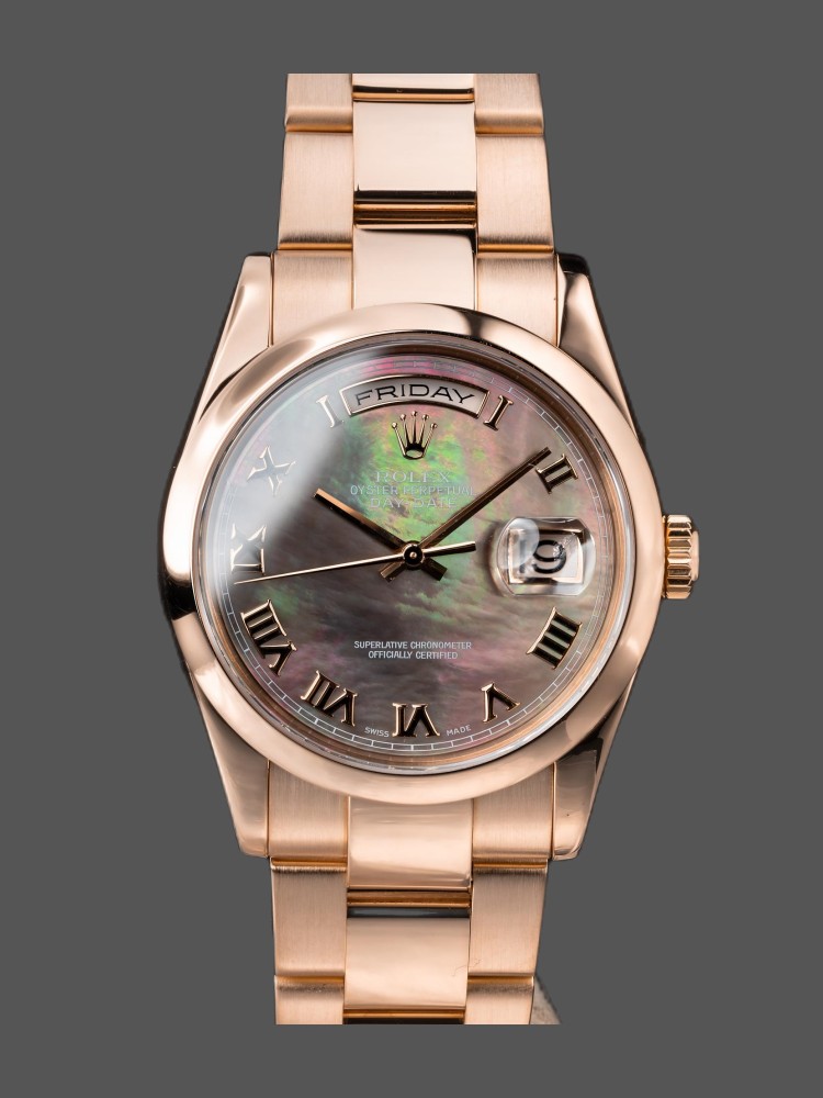 Mother of Pearl Roman Numerals Dial Rose Gold Date 36mm Unisex