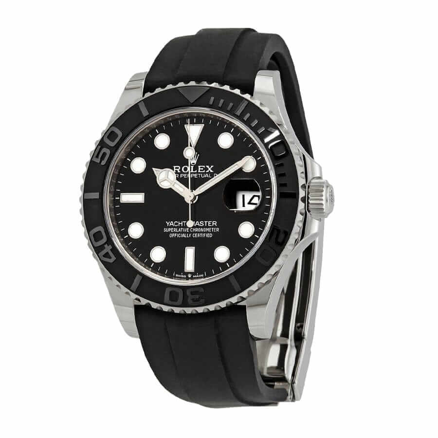 Black Dial White Gold Rubber 40mm Men