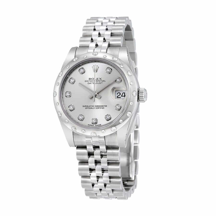 Silver Dial Fluted Bezel Yellow Gold 28mm Lady