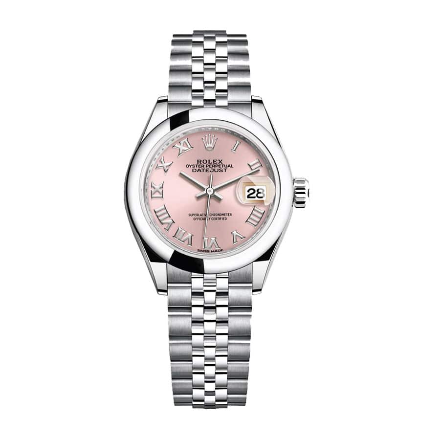 Pink Dial Stainless Steel 28mm Lady