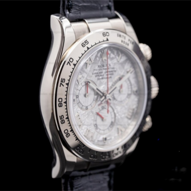 Meteorite Dial Black Leather Strap Chronograph 40mm Mens
