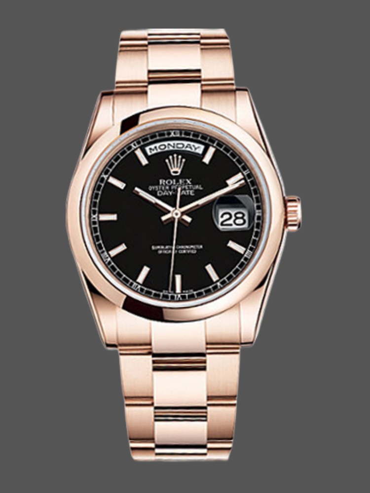 Black Dial Rose Gold Date 36mm Unisex