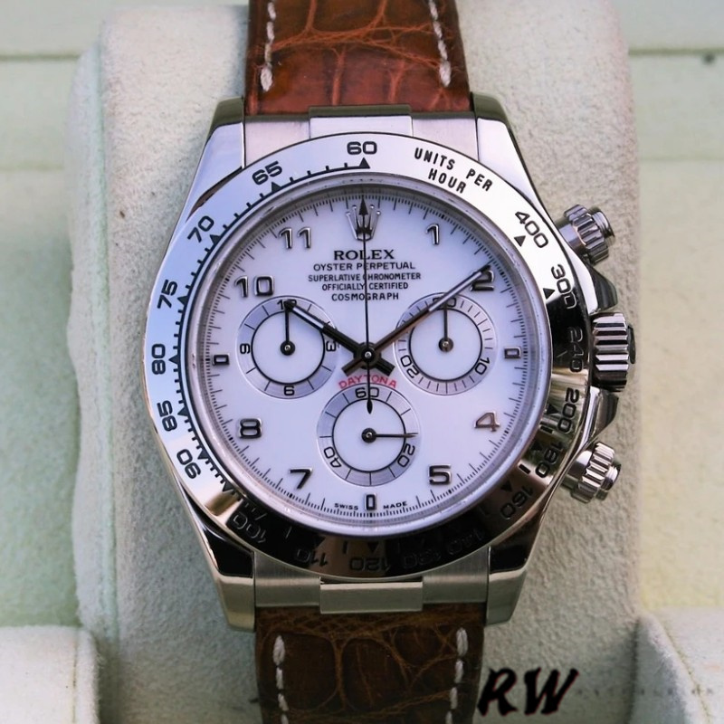 White Arabic Dial Brown Leather Strap Chronograph 40mm Mens