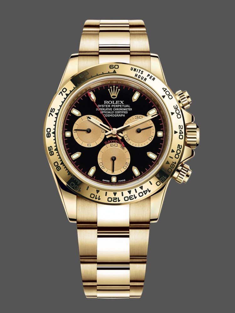Yellow Gold Black Paul Newman Dial Chronograph 40mm Mens
