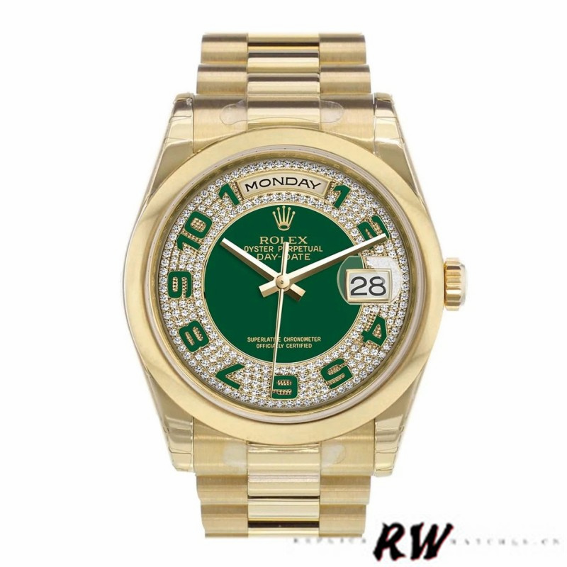 Green Diamond Paved Arabic Dial