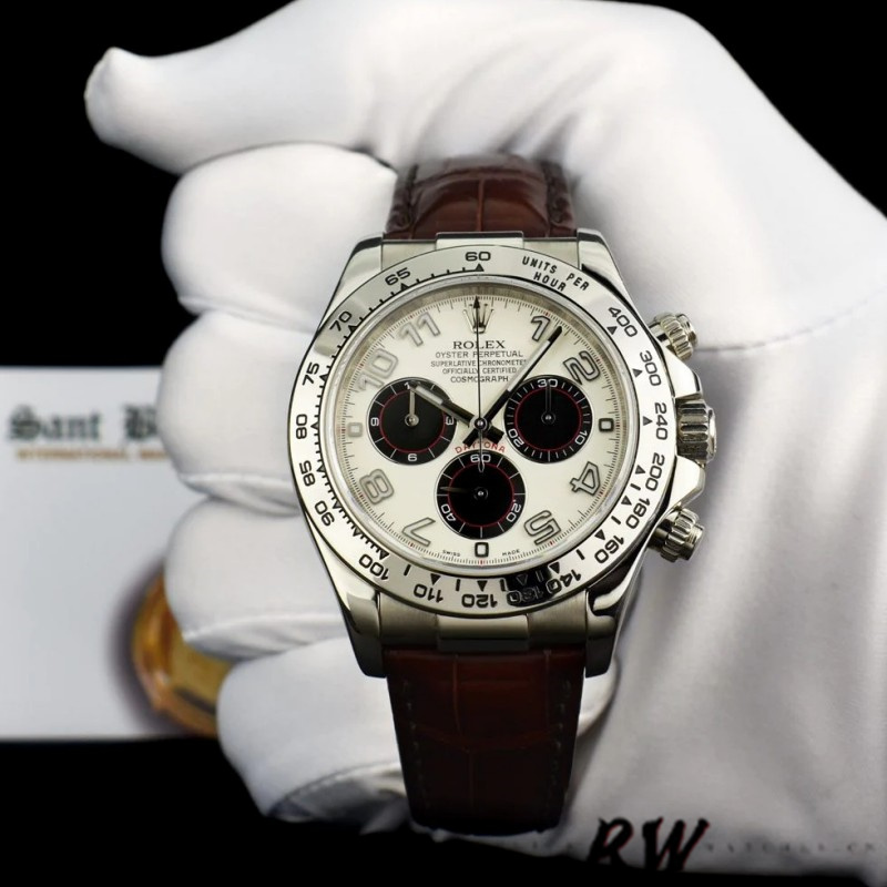 Panda Dial Chocolate Leather Strap Chronograph 40mm Mens