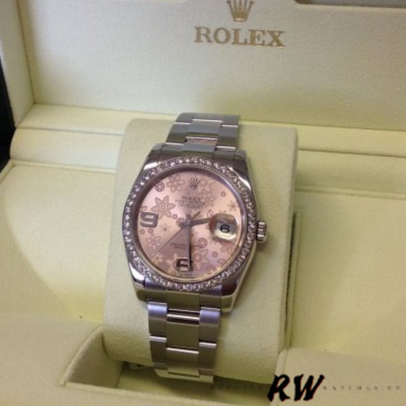 Pink Floral Dial Date-Display 36mm Lady