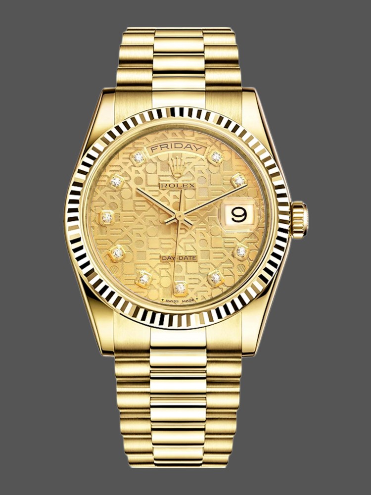 Yellow Gold Champagne Jubilee Diamond Dial Date