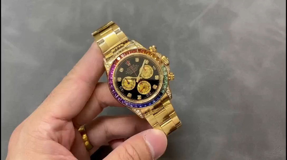 Black Diamond Dial Yellow Gold 40mm Men