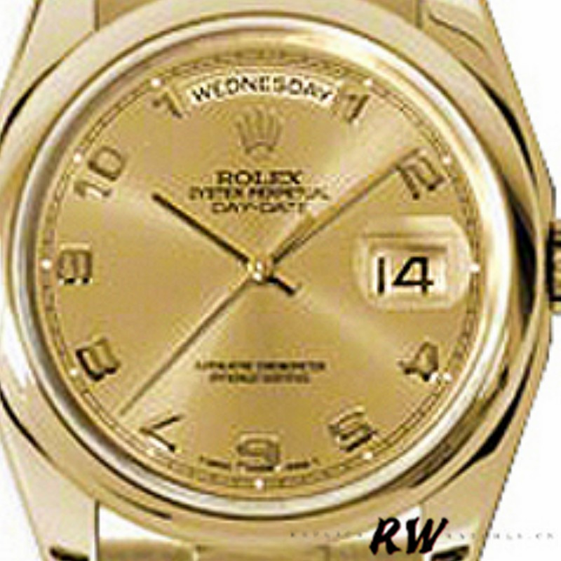 Champagne Arabic Dial Yellow Gold Date 36mm Unisex