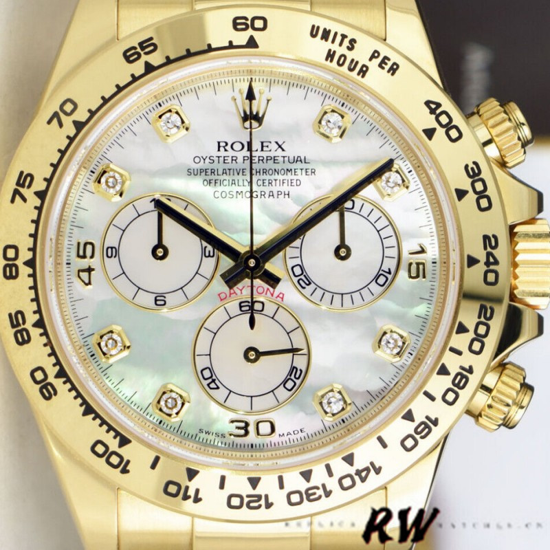 Yellow Gold MOP Diamond Chronograph 40mm Mens