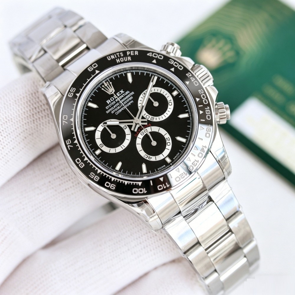 Black Dial Racing Chronograph 40mm | White Contrast Sub-Dials | Ceramic Bezel