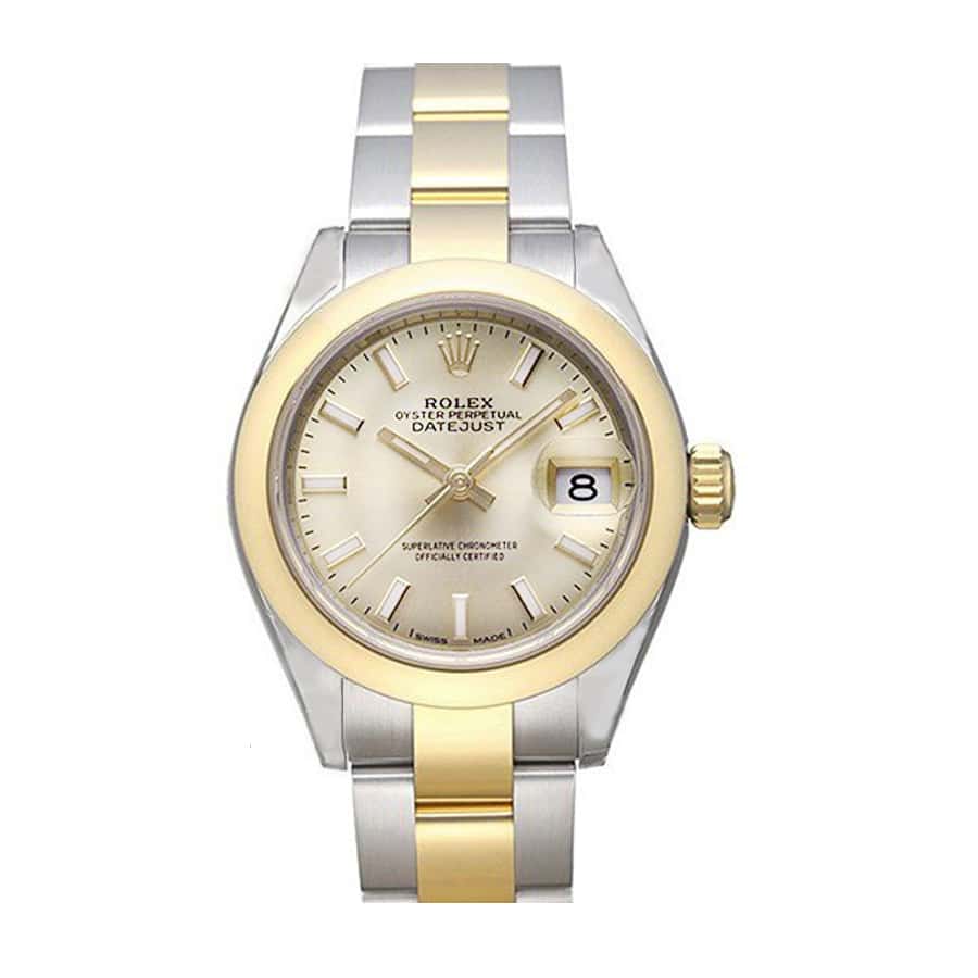 Silver Dial Fluted Bezel Yellow Gold 28mm Lady