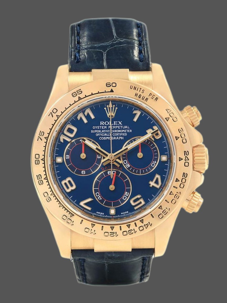 Rose Gold Racing Chronograph Blue Dial 40mm Mens