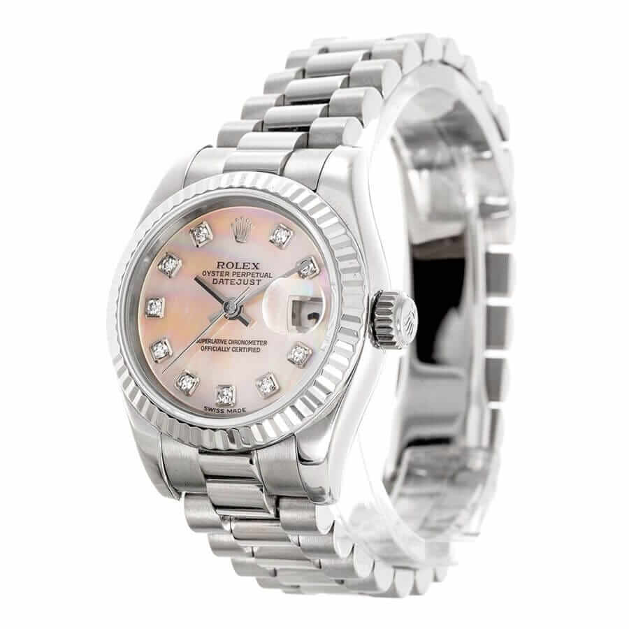 Silver Dial Fluted Bezel Yellow Gold 28mm Lady