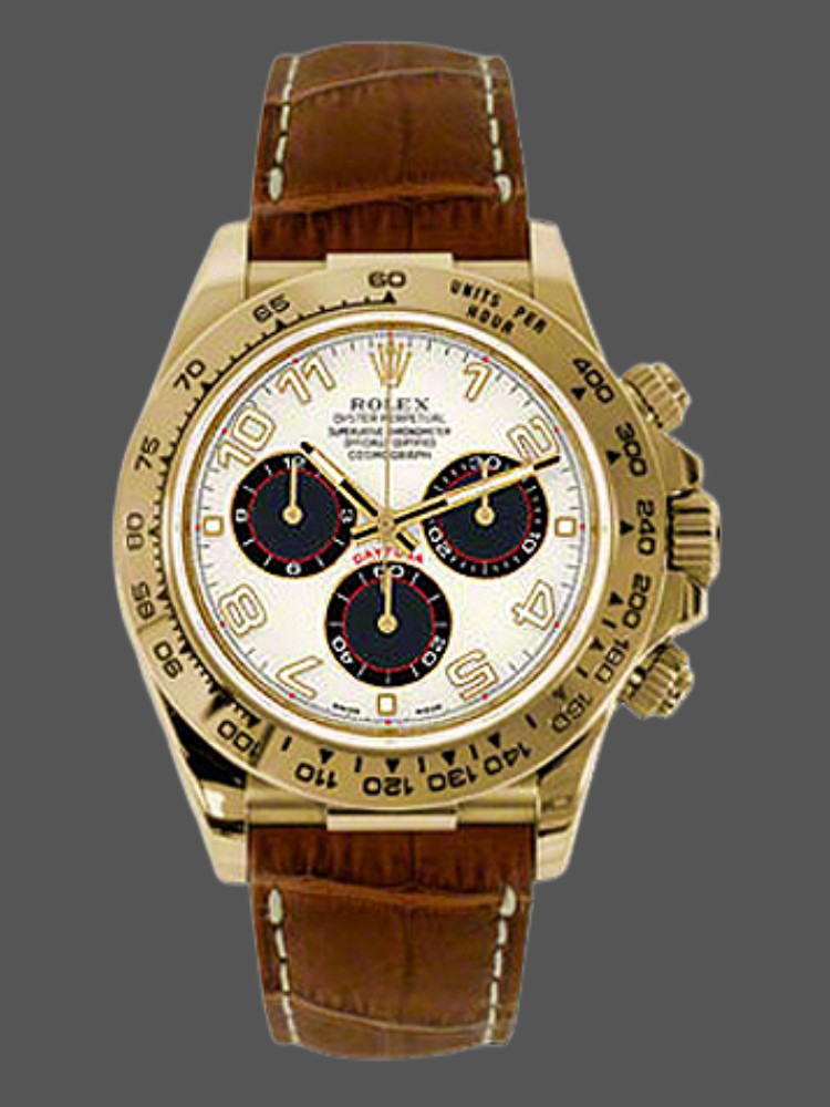 Ivory Dial Brown Leather Strap Chronograph