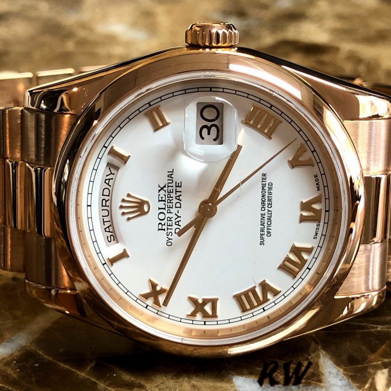 White Dial Rose Gold Date 36mm Unisex