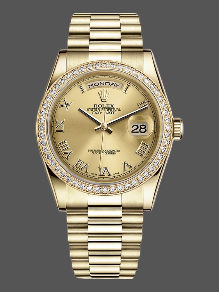 Champagne Dial Yellow Gold Date