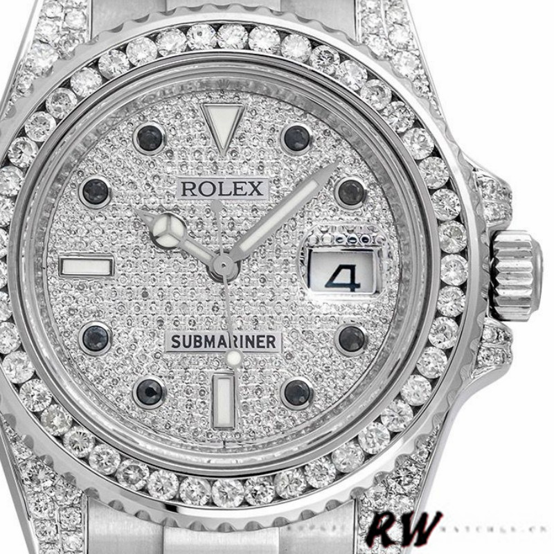 Stainless Steel Black Dial Custom Diamond Diver