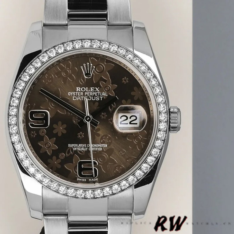 Bronze Floral Arabic Diamond Date 36mm Unisex