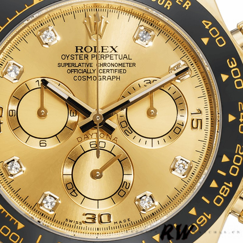 Leather Strap Champagne Diamond Dial Chronograph