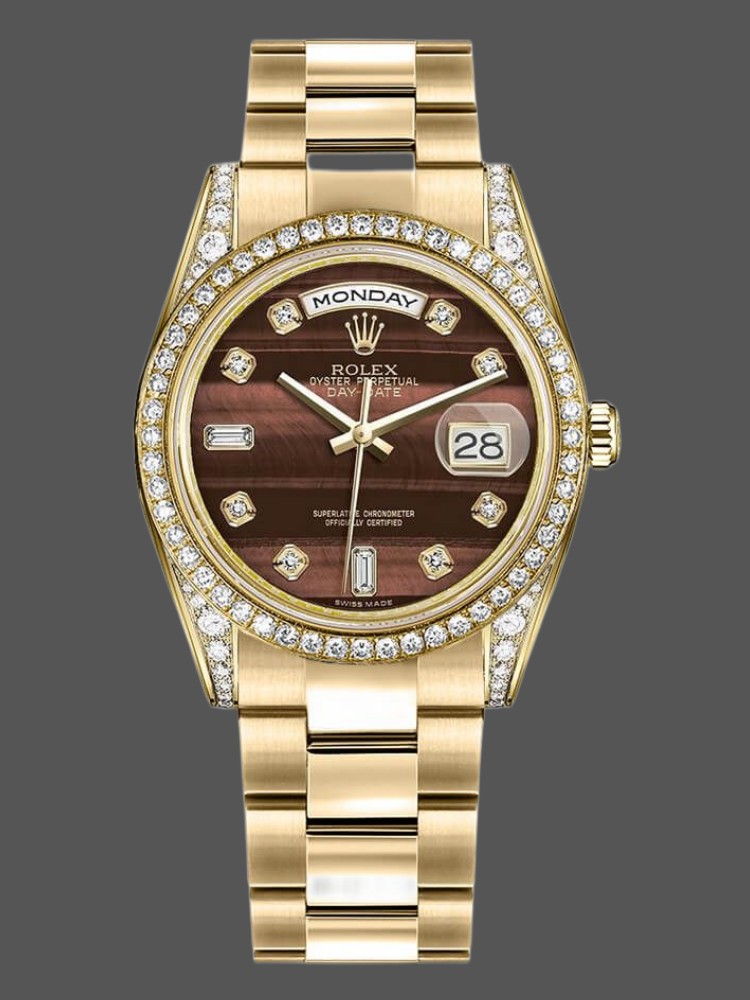 Bull's Eye Brown Dial Yellow Gold Date