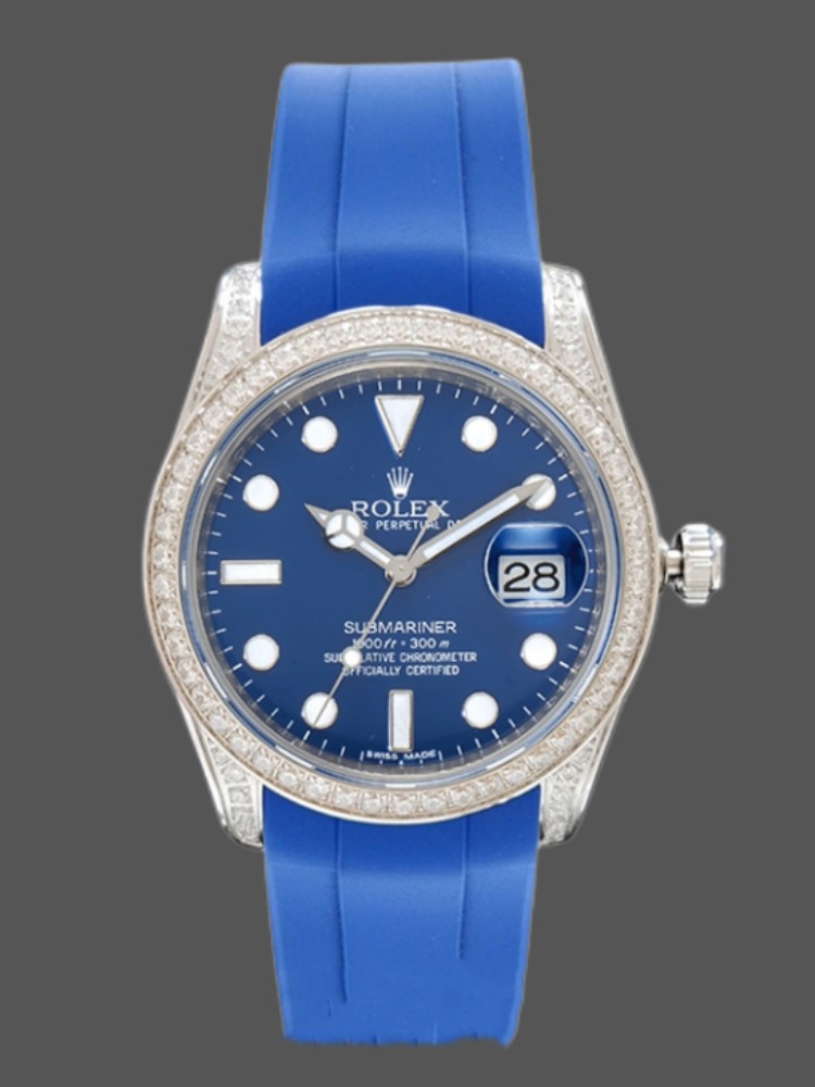 Blue Dial Blue Rubber Strap Diver