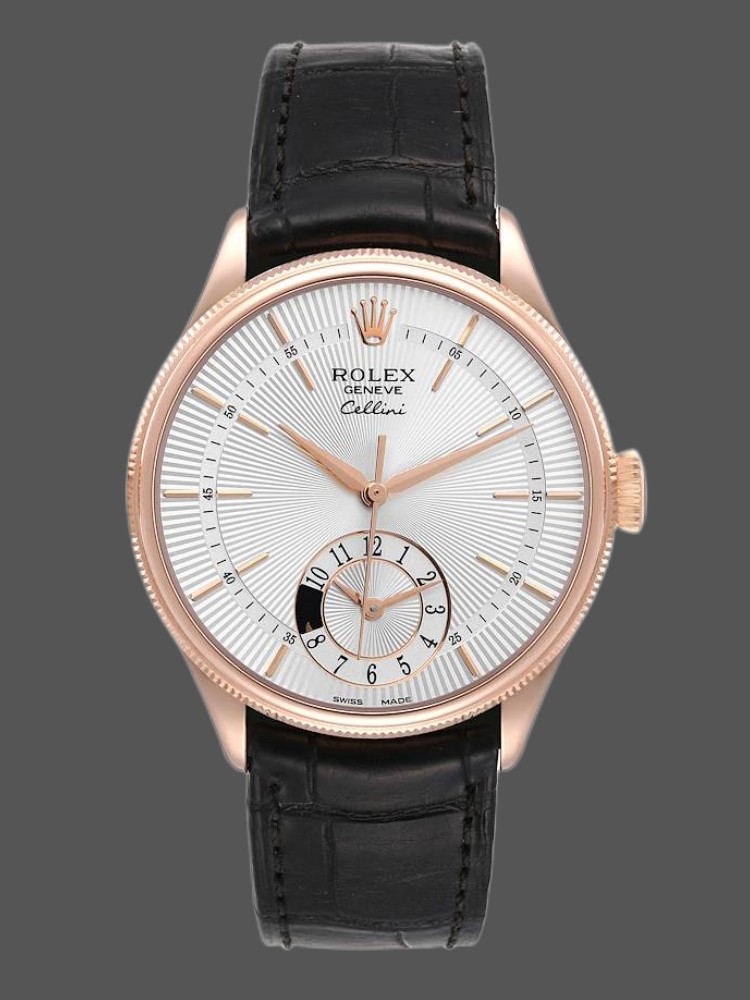 Silver Dial Black Leather Strap
