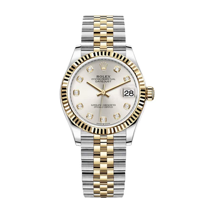 Silver Diamond Dial Two-Tone 28mm Lady