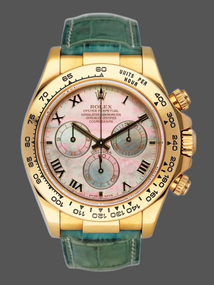 Blue Leather Strap Mother of Pearl Dial Chronograph 40mm Mens