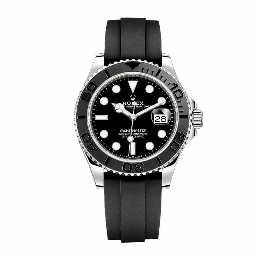 Black Dial White Gold Rubber 40mm Men