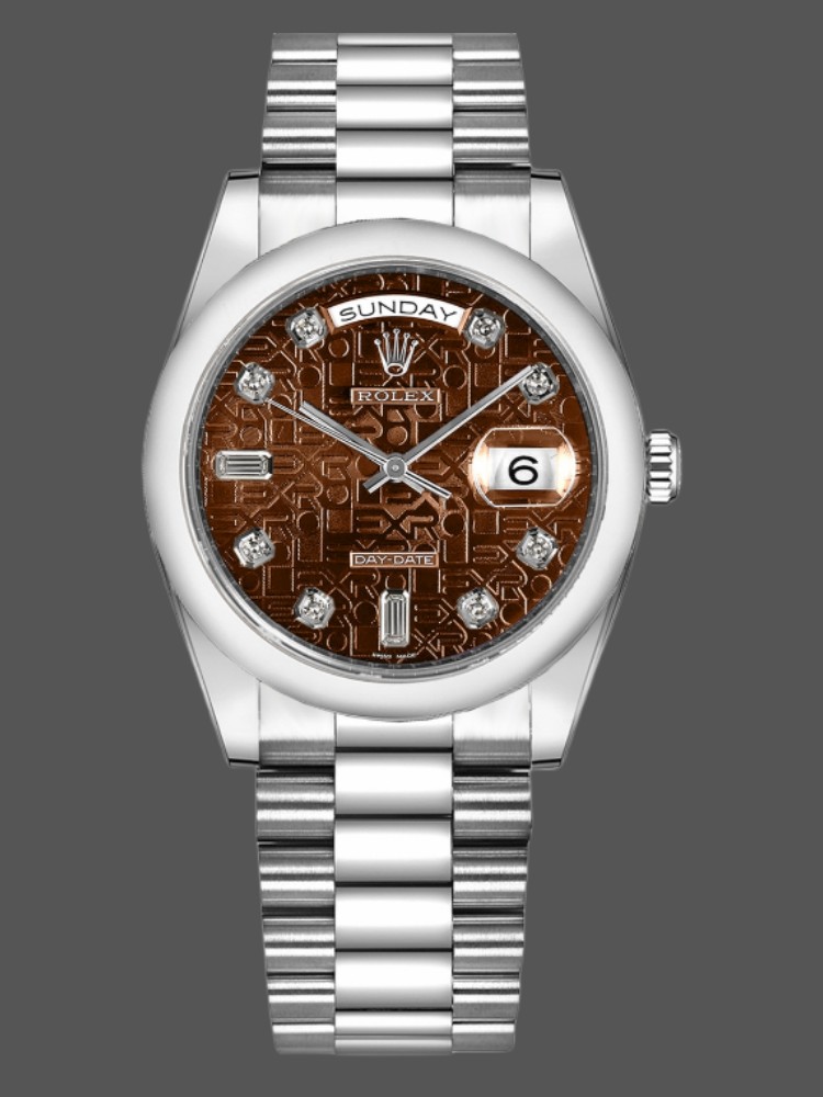 Chocolate Brown Dial White Gold Link Bracelet 36mm Unisex