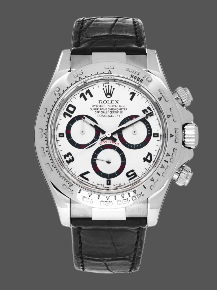 White Dial Black Alligator Leather Strap Chronograph 40mm Mens
