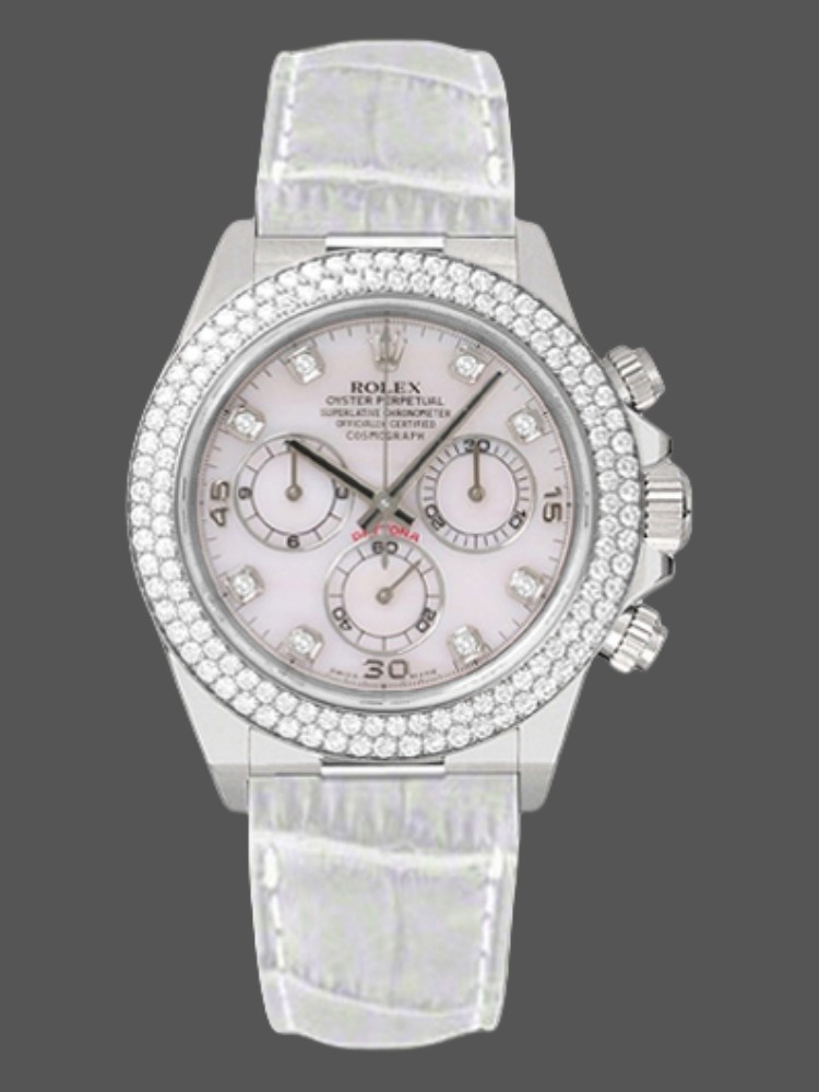 White MOP Diamond Dial White Gold 40mm Men