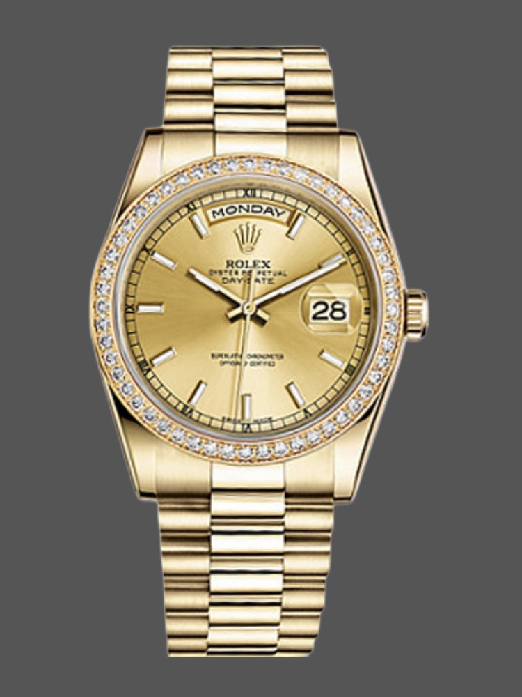 Champagne Index Dial Yellow Gold Date