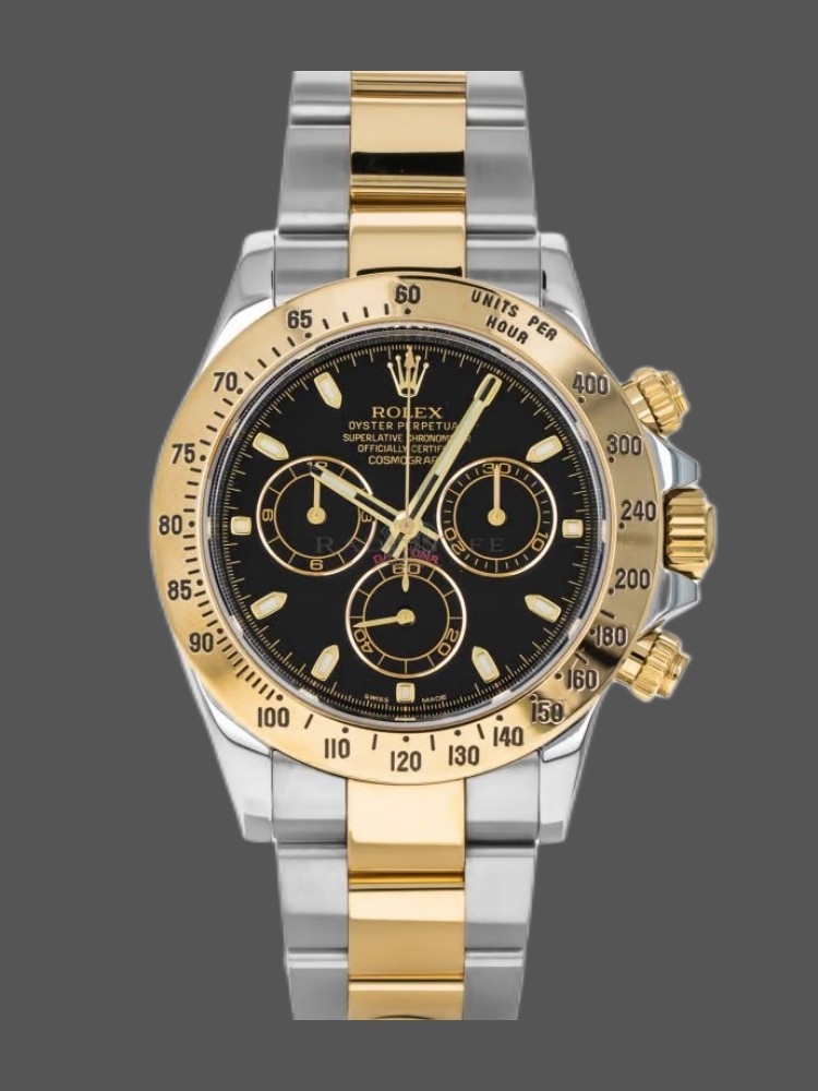 Black Dial Two Tone Chronograph 40mm Mens