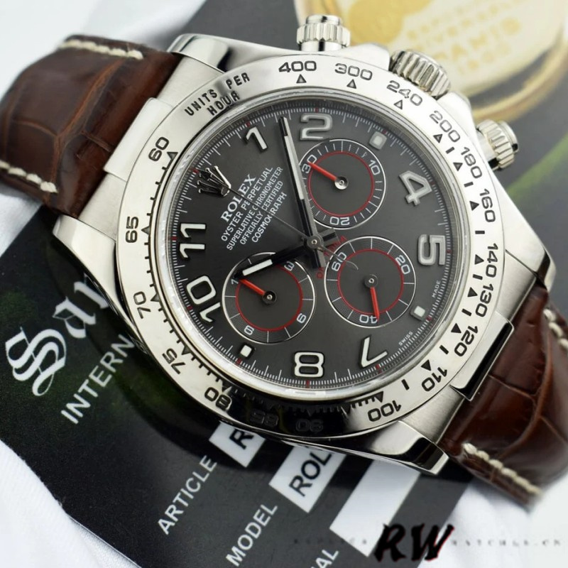 Grey Dial Brown Leather Strap Chronograph 40mm Mens
