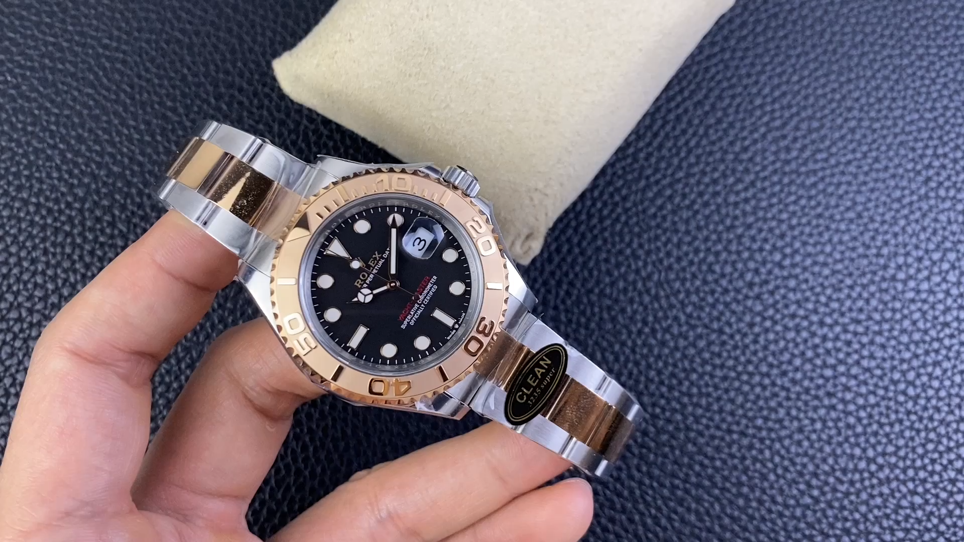 Black Dial Rose Gold Steel Sport Chronograph 40mm Mens