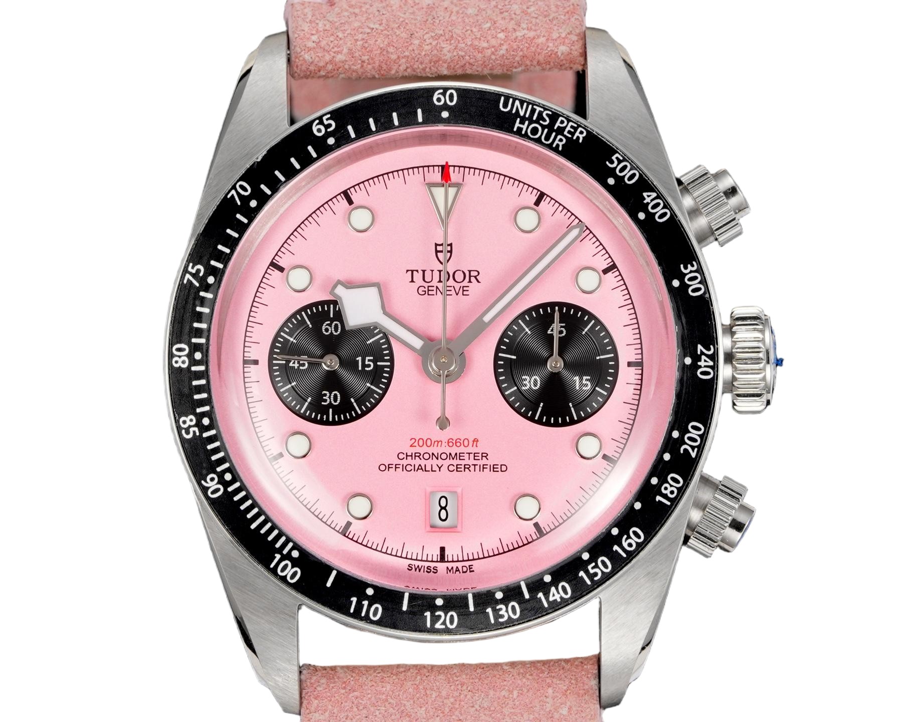 Pink Dial Racing Chronograph Watch – Accessible Luxury Edition