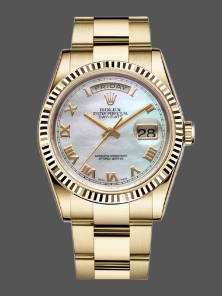 White MOP Roman Dial Date