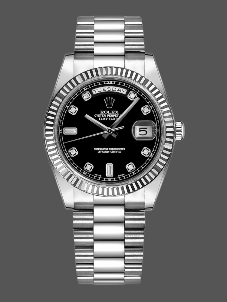 Black Diamonds Dial Fluted Bezel Date